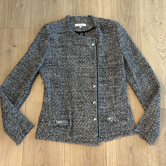 IRO Carlota Asymmetrical Zip Tweed Boucle Jacket sz. 8 - Picture 6 of 12
